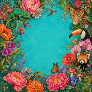 Wild at Heart animal and botanical mahjong mat